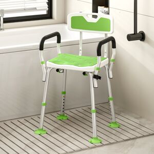 HOMCOM Padded Shower Stool with Arms and Back, 4 Suction Foot Pads, Green HOMCOM Padded Shower Stool with Arms and Back, 4 Suction Foot Pads, Green