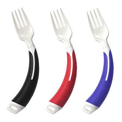 Shine International (Right Hand Fork, Red) Curved Cutlery - Light Weight Angled Adult Cutlery Shine International (Right Hand Fork, Red) Curved Cutlery - Light Weight Angled Adult Cutlery