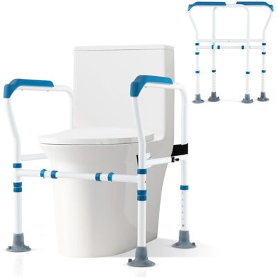 Costway Toilet Surround Rail Metal Safety Frame Adjustable with Fixed Straps Costway Toilet Surround Rail Metal Safety Frame Adjustable with Fixed Straps