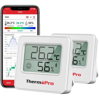 ThermoPro TP357 Room Thermometer Indoor Bluetooth Hygrometer Humidity Meter and Temperatur ThermoPro TP357 Room Thermometer Indoor Bluetooth Hygrometer Humidity Meter and Temperatur