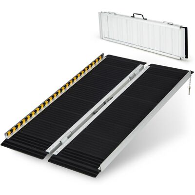 Costway 4FT Portable Aluminum Wheelchair Ramp Threshold Ramp With Transition Plate Costway 4FT Portable Aluminum Wheelchair Ramp Threshold Ramp With Transition Plate