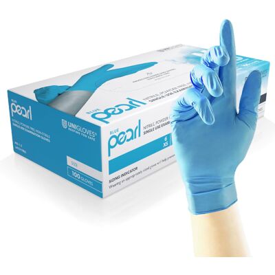 Unigloves Blue Pearl Nitrile Examination Multipurpose, Powder Free and Latex Fre Unigloves Blue Pearl Nitrile Examination Multipurpose, Powder Free and Latex Fre