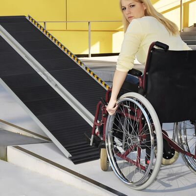 Costway 6FT Portable Aluminum Wheelchair Ramp Home Threshold Ramp w/ Transition Plate Costway 6FT Portable Aluminum Wheelchair Ramp Home Threshold Ramp w/ Transition Plate