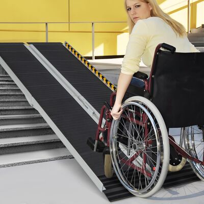 Costway 5FT Portable Aluminum Wheelchair Ramp Home Threshold Ramp w/Transition Plate Costway 5FT Portable Aluminum Wheelchair Ramp Home Threshold Ramp w/Transition Plate
