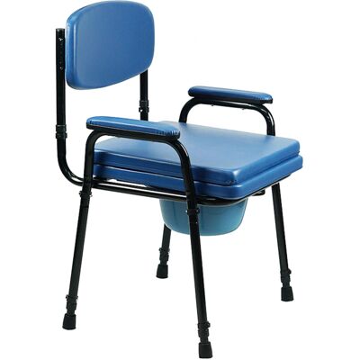 Gr8 Home Padded Steel Commode Toilet Chair And Pan Height Adjustable Seat Gr8 Home Padded Steel Commode Toilet Chair And Pan Height Adjustable Seat