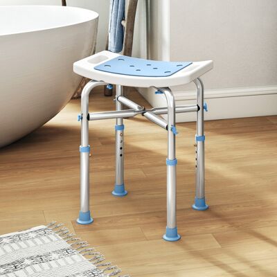 (Blue) HOMCOM Adjustable Shower Stool with Foot Pads for Elderly (Blue) HOMCOM Adjustable Shower Stool with Foot Pads for Elderly