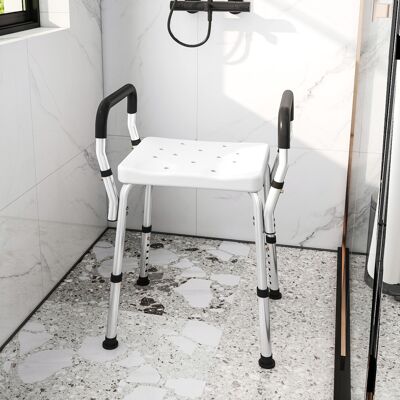 HOMCOM Rust-Free Aluminium Bath Chair with Adjustable Height, White HOMCOM Rust-Free Aluminium Bath Chair with Adjustable Height, White