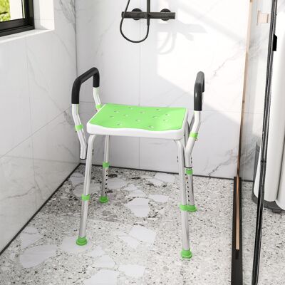 (Green) HOMCOM Rust-Free Aluminium Bath Chair with Adjustable Height (Green) HOMCOM Rust-Free Aluminium Bath Chair with Adjustable Height