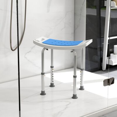 HOMCOM Adjust Aluminium Bath Stool Spa Chair Non-Slip w/ Shower Hole, Blue HOMCOM Adjust Aluminium Bath Stool Spa Chair Non-Slip w/ Shower Hole, Blue
