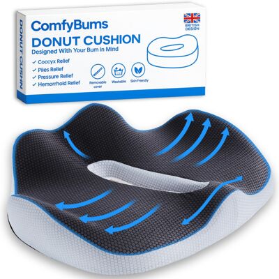 ComfyBums Hemorrhoid Donut Cushion For Coccyx, Tailbone, Piles Orthopaedic Press ComfyBums Hemorrhoid Donut Cushion For Coccyx, Tailbone, Piles Orthopaedic Press