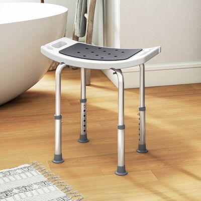 (Grey) HOMCOM Adjust Aluminium Bath Stool Shower Non-Slip w/ Shower Hole (Grey) HOMCOM Adjust Aluminium Bath Stool Shower Non-Slip w/ Shower Hole