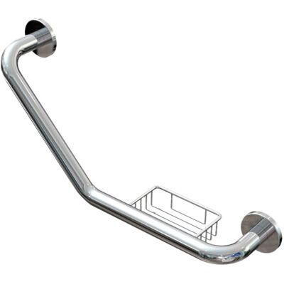 EuroShowers Polished Stainless Steel Safety Grab Rail Bar with Soap Dish EuroShowers Polished Stainless Steel Safety Grab Rail Bar with Soap Dish