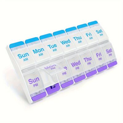 GOPLUSHTOY Portable Pill Boxes 7 Day Push Button Pill Organizer Case AM PM Compartments Eas GOPLUSHTOY Portable Pill Boxes 7 Day Push Button Pill Organizer Case AM PM Compartments Eas