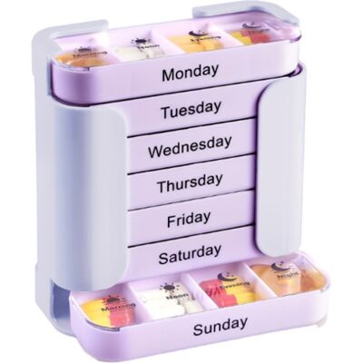 STOYOTU (Purple) Weekly 28-Grid Pill Box Medication Organizer 7-Day Pill Organizer Porta STOYOTU (Purple) Weekly 28-Grid Pill Box Medication Organizer 7-Day Pill Organizer Porta