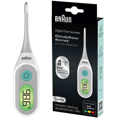 Braun Digital Thermometer, Clinically Accurate, Color Coded Fever Guidance for B Braun Digital Thermometer, Clinically Accurate, Color Coded Fever Guidance for B