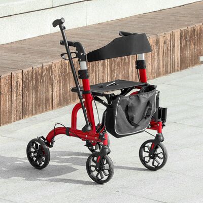 HOMCOM Lightweight Walking Frame with Seat and Backrest, Red HOMCOM Lightweight Walking Frame with Seat and Backrest, Red