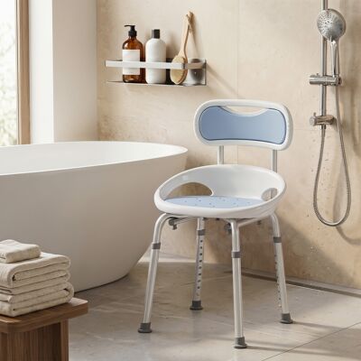 HOMCOM Shower Chair with Back, Adjustable Height, Enclosed Side Support HOMCOM Shower Chair with Back, Adjustable Height, Enclosed Side Support