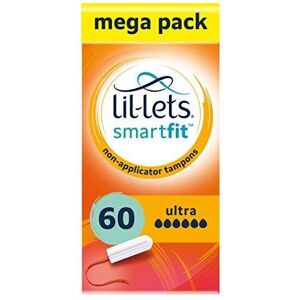 Lil-Lets Non-Applicator Ultra Tampons X 60 6 Packs of 10 Extremely Heavy Flo Lil-Lets Non-Applicator Ultra Tampons X 60 6 Packs of 10 Extremely Heavy Flo