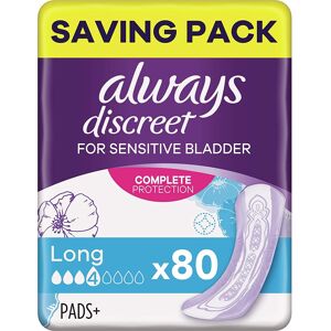 Always Discreet Incontinence Pads for Women, Long, Saving Pack 4 x 20 High Absor Always Discreet Incontinence Pads for Women, Long, Saving Pack 4 x 20 High Absor