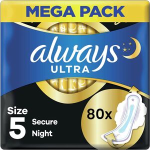 Always Ultra Sanitary Towels Secure Night Extra (Size 5) Wings 80 Pads Super Abs Always Ultra Sanitary Towels Secure Night Extra (Size 5) Wings 80 Pads Super Abs