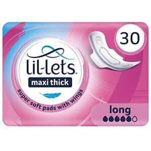 Lil-Lets Maxi Thick Super Soft Sanitary Pads Long with Wings 1 Pack of 30 Maxi Pads Lil-Lets Maxi Thick Super Soft Sanitary Pads Long with Wings 1 Pack of 30 Maxi Pads
