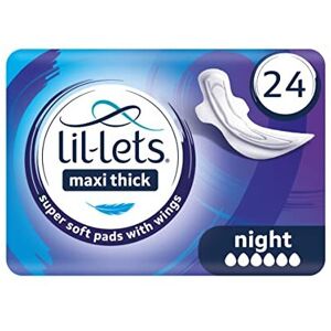 Lil-Lets Maxi Thick Night Pads with Wings, 24 Pack (94MXNI24CO) - Super Soft, Fr Lil-Lets Maxi Thick Night Pads with Wings, 24 Pack (94MXNI24CO) - Super Soft, Fr