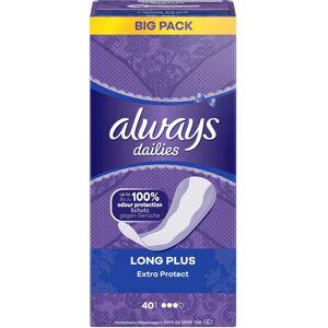 Always Dailies Women's Extra Protect Long Plus (40 Pads) Big Pack, Breathable, Flexible Always Dailies Women's Extra Protect Long Plus (40 Pads) Big Pack, Breathable, Flexible