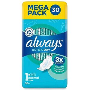 Always Ultra Sanitary Towels Normal (Size 1) Wings X30 Pads, Super Absorbent And Ultra Always Ultra Sanitary Towels Normal (Size 1) Wings X30 Pads, Super Absorbent And Ultra