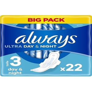 Always Ultra Sanitary Towels Day & Night (Size 3) Wings X22 Pads, Super Absorbent and U Always Ultra Sanitary Towels Day & Night (Size 3) Wings X22 Pads, Super Absorbent and U