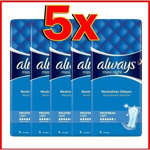Always Maxi Profresh Night Sanitary Towels Without Wings (5 x 9 Pads) Always Maxi Profresh Night Sanitary Towels Without Wings (5 x 9 Pads)