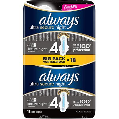 Always - Ultra Secure Night - Size 4 - Sanitary Pads Always - Ultra Secure Night - Size 4 - Sanitary Pads