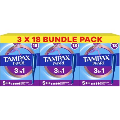Tampax Pearl Super Plus Extra 3 x 18 Tampons Tampax Pearl Super Plus Extra 3 x 18 Tampons