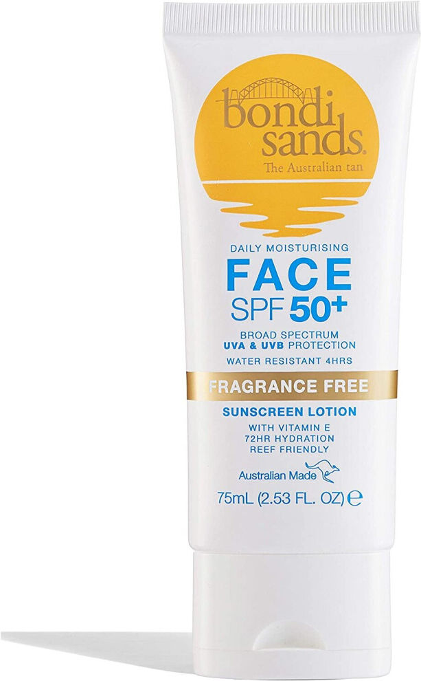 Bondi Sands Fragrance Free Face Sunscreen Lotion SPF 50+   Gentle Formula Moistu