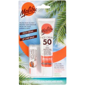 Malibu Sun SPF 50 Face Cream and SPF 30 Lip Balm Duo, High Protection Sun Cream, Water Malibu Sun SPF 50 Face Cream and SPF 30 Lip Balm Duo, High Protection Sun Cream, Water