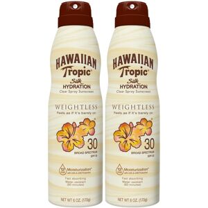 Hawaiian Tropic Weightless Hydration Clear Spray Sunscreen SPF 30 6oz Twin Pack Hawaiian Tropic Weightless Hydration Clear Spray Sunscreen SPF 30 6oz Twin Pack