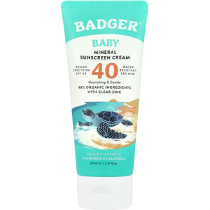 Badger Company, Baby Sunscreen Cream, SPF 40, Chamomile & Calendula Badger Company, Baby Sunscreen Cream, SPF 40, Chamomile & Calendula
