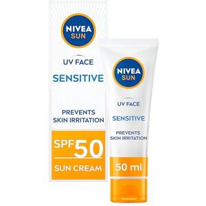 NIVEA Sun UV Face Sensitive SPF 50 Cream, UVA/UVB Protection, 50ml NIVEA Sun UV Face Sensitive SPF 50 Cream, UVA/UVB Protection, 50ml