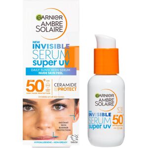 Garnier Ambre Solaire SPF 50+ Super UV Invisible Serum Moisturiser for Face, Hig Garnier Ambre Solaire SPF 50+ Super UV Invisible Serum Moisturiser for Face, Hig
