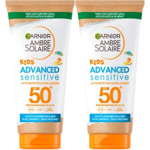 2 x Garnier Ambre Solaire Kids Advanced Sensitive SPF 50+ Resistance x3 Very Hig 2 x Garnier Ambre Solaire Kids Advanced Sensitive SPF 50+ Resistance x3 Very Hig