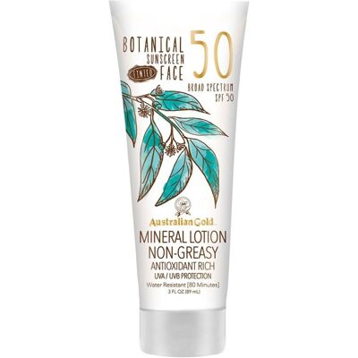 Australian Gold Botanical Sunscreen Tinted Face Mineral Lotion SPF 50, 3 Ounce Australian Gold Botanical Sunscreen Tinted Face Mineral Lotion SPF 50, 3 Ounce