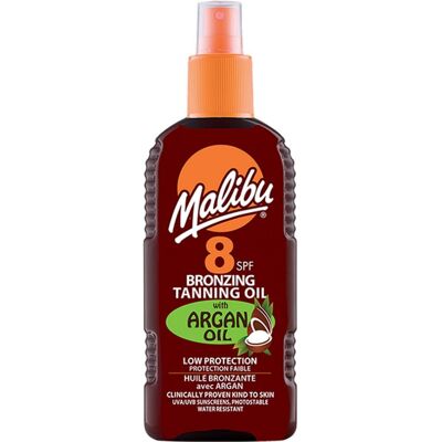 Malibu Argan SPF8 Tanning Oil - Sun-Kissed Glow Malibu Argan SPF8 Tanning Oil - Sun-Kissed Glow