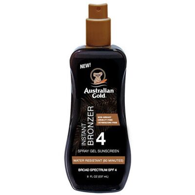 Australian Gold SPF 4 Spray Gel Sunscreen - Instant Bronzer Australian Gold SPF 4 Spray Gel Sunscreen - Instant Bronzer