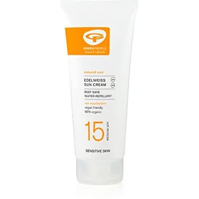 Green People Edelweiss Sun Cream SPF15 200ml Natural, Organic Sunscreen with Tan Accelerato Green People Edelweiss Sun Cream SPF15 200ml Natural, Organic Sunscreen with Tan Accelerato