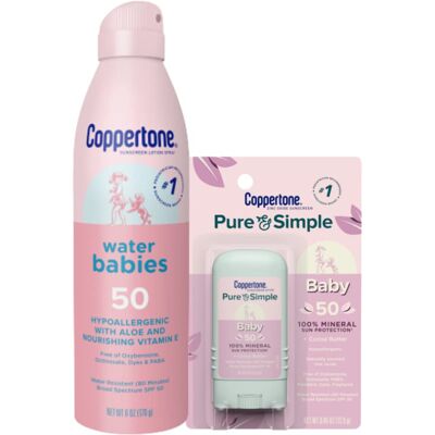 Coppertone WaterBabies Sunscreen Spray SPF 50 Baby Sunscreen Spray On 6 Oz and Coppertone WaterBabies Sunscreen Spray SPF 50 Baby Sunscreen Spray On 6 Oz and