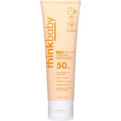 PENSE Thinkbaby Mineral Sunscreen for Sensitive Skin SPF 50 Clear Zinc Oxide Baby Sun PENSE Thinkbaby Mineral Sunscreen for Sensitive Skin SPF 50 Clear Zinc Oxide Baby Sun