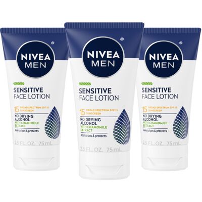 NIVEA MEN Sensitive Face Lotion with SPF 15 Broad Spectrum Sunscreen 3 Pack of 2 NIVEA MEN Sensitive Face Lotion with SPF 15 Broad Spectrum Sunscreen 3 Pack of 2