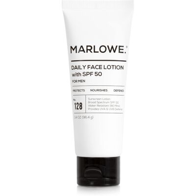 MARLOWE. No. 128 Men's Facial Lotion with Sunscreen SPF 50 3.4 oz Oil-Free Li MARLOWE. No. 128 Men's Facial Lotion with Sunscreen SPF 50 3.4 oz Oil-Free Li