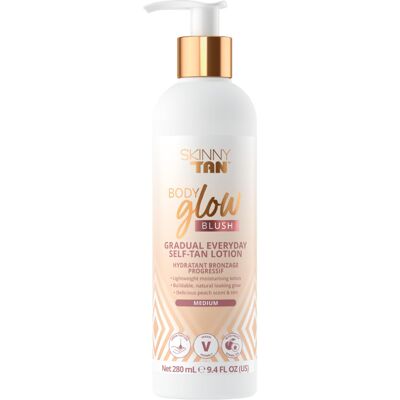 Skinny Tan Body Glow Blush Moisturising Gradual Tan Lotion Delicious Peach Scent Skinny Tan Body Glow Blush Moisturising Gradual Tan Lotion Delicious Peach Scent