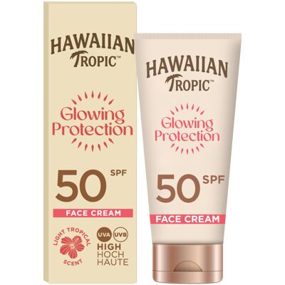 Hawaiian Tropic Glowing Protection Face Cream Lotion, Water Resistant SPF 50 UVA Hawaiian Tropic Glowing Protection Face Cream Lotion, Water Resistant SPF 50 UVA