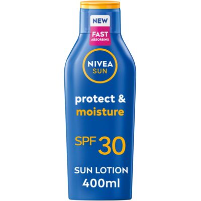 NIVEA SUN Protect & Moisture Sun Cream Lotion SPF 30 (400 ml), Sun Lotion with V NIVEA SUN Protect & Moisture Sun Cream Lotion SPF 30 (400 ml), Sun Lotion with V